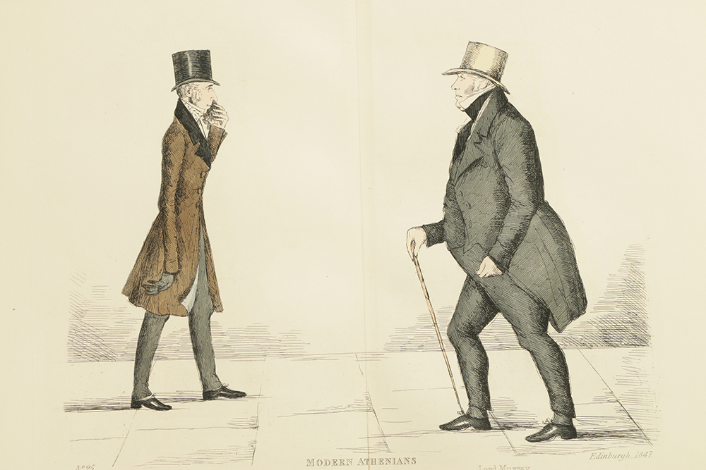 Benjamin William Crombie Hand-Colored Etching on Paper "Modern Athenians"