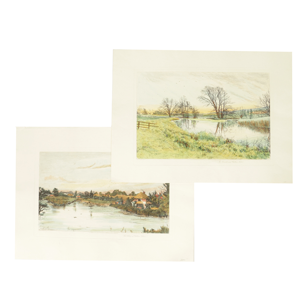 Fred Slocombe Hand-Colored Engravings on Paper