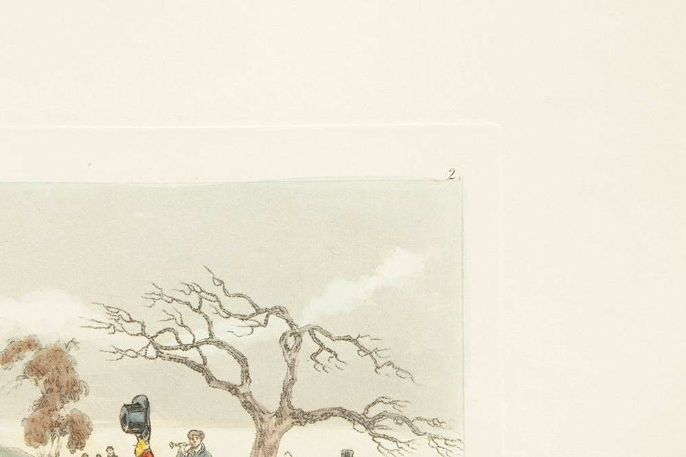 Hand-Colored Lithographs on Paper After Original Hunting Scenes
