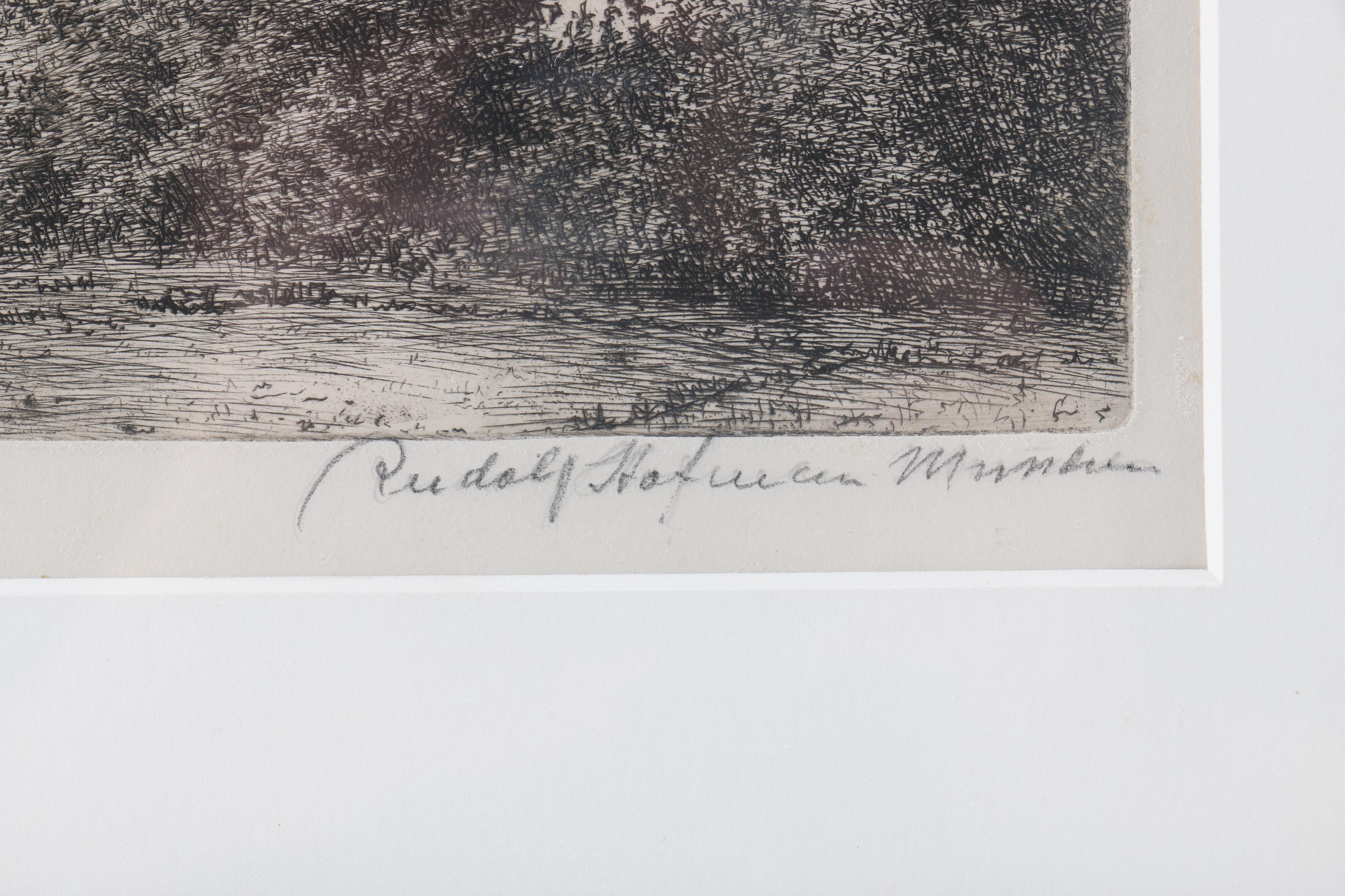 Etching on Paper of a Church