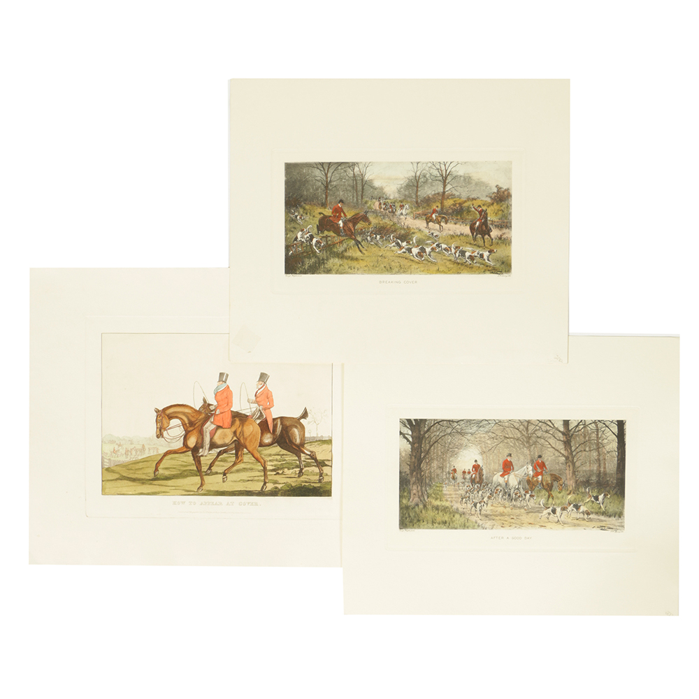After G. Wright Collection of Colored Lithographs on Paper Hunting Scenes