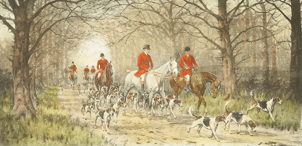 After G. Wright Collection of Colored Lithographs on Paper Hunting Scenes