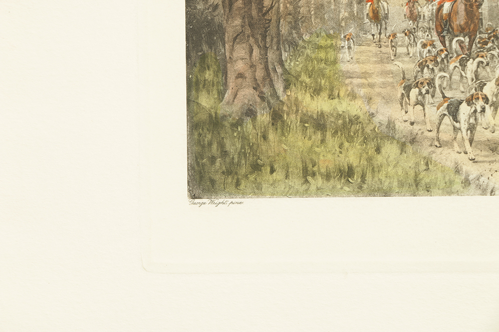 After G. Wright Collection of Colored Lithographs on Paper Hunting Scenes