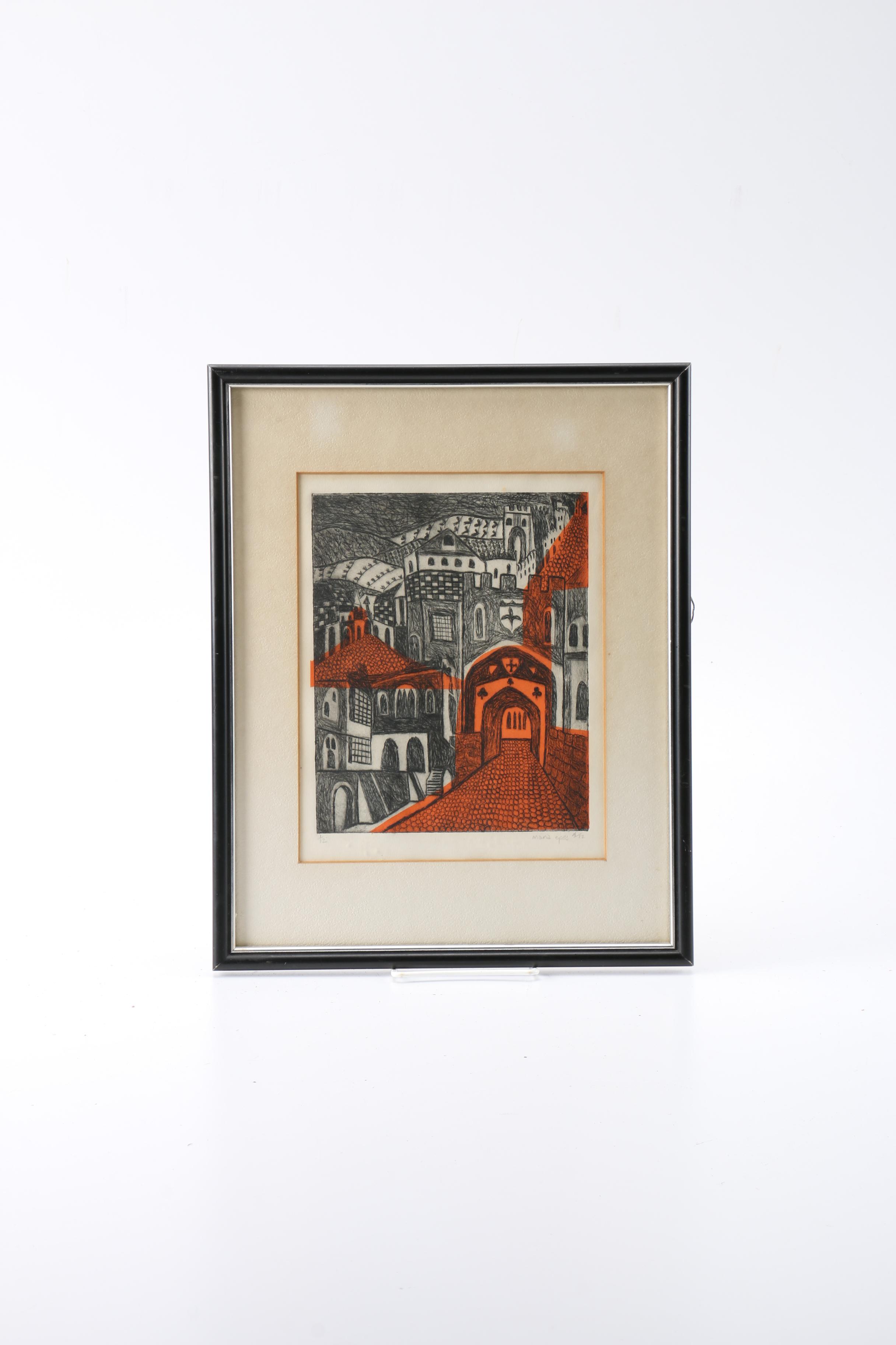 Maria Epes Limited Edition Etching of a Castle