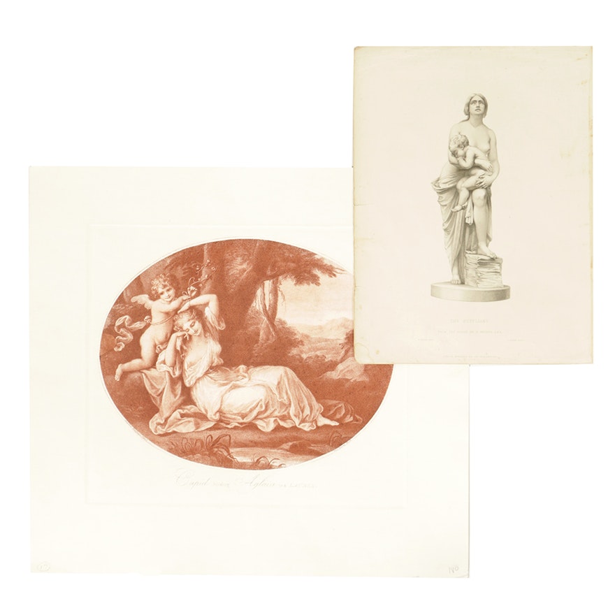 Pair of Engravings on Paper of Women