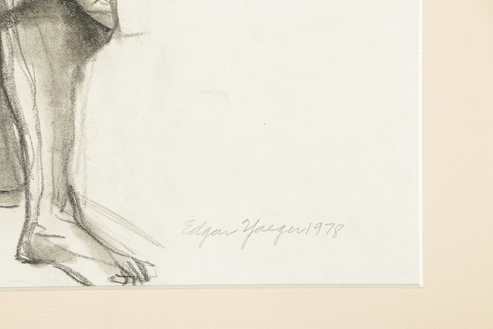 Edgar Yaeger Figural Charcoal Drawing on Paper