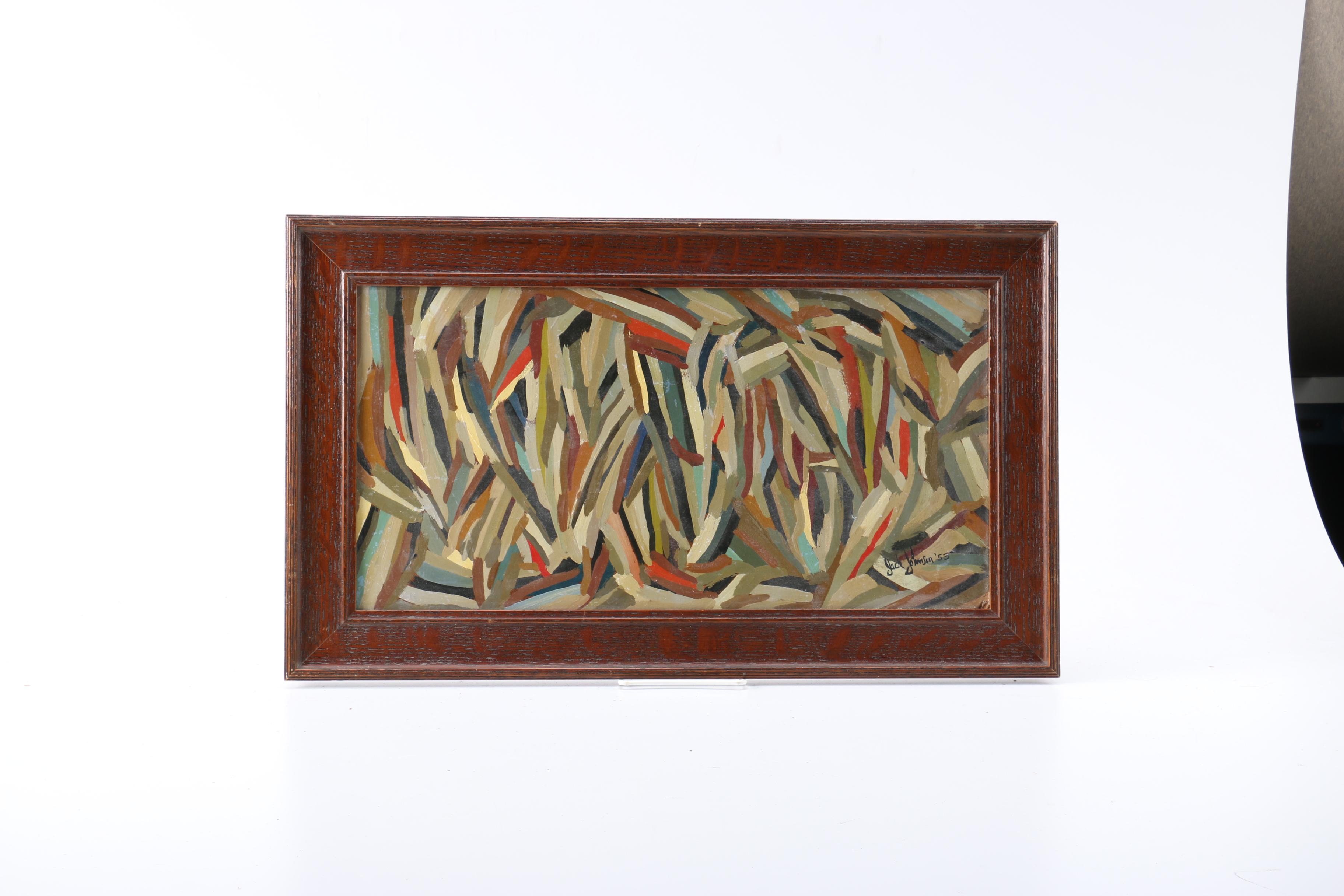 Jack Johnson Oil Painting on Board of Abstract Composition