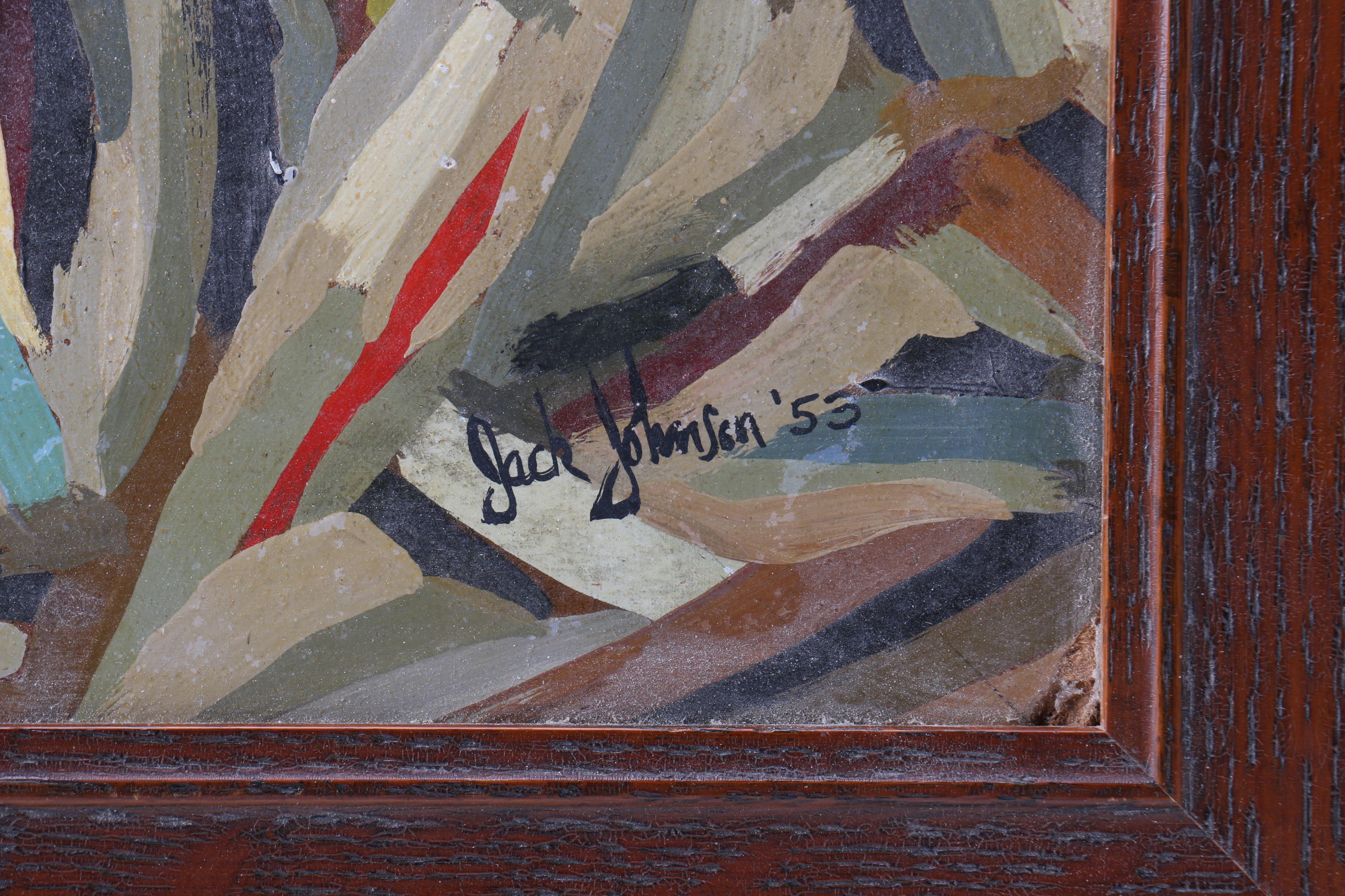 Jack Johnson Oil Painting on Board of Abstract Composition