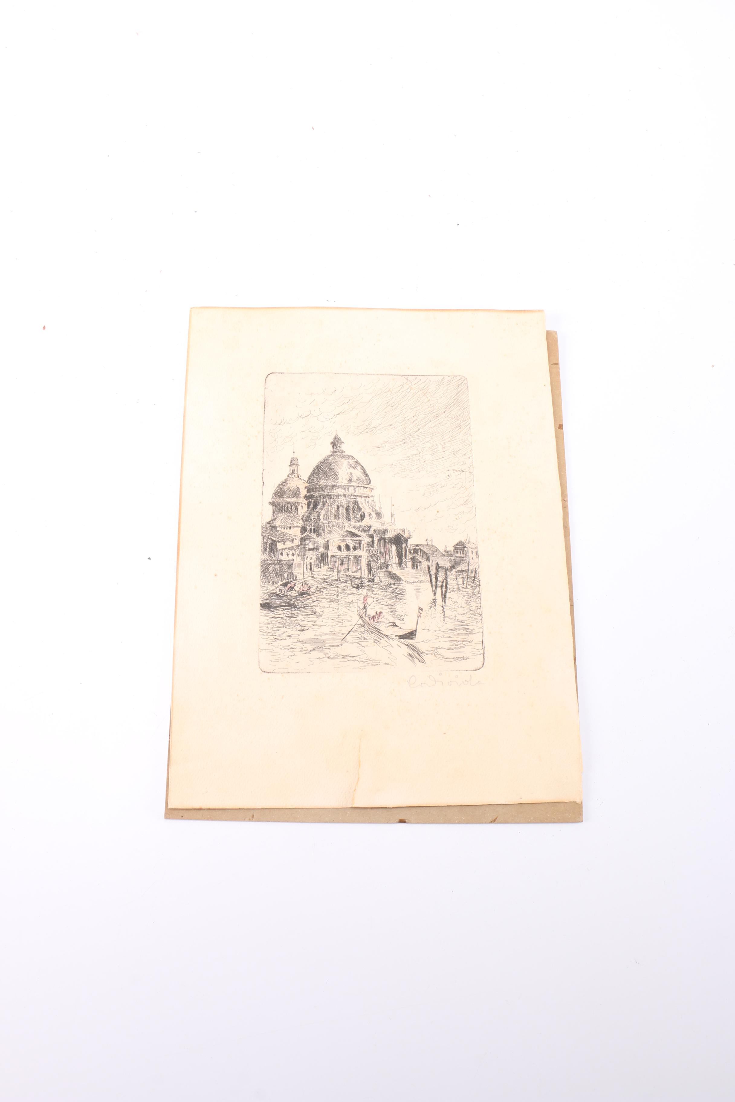 Etching of a Venetian Waterfront