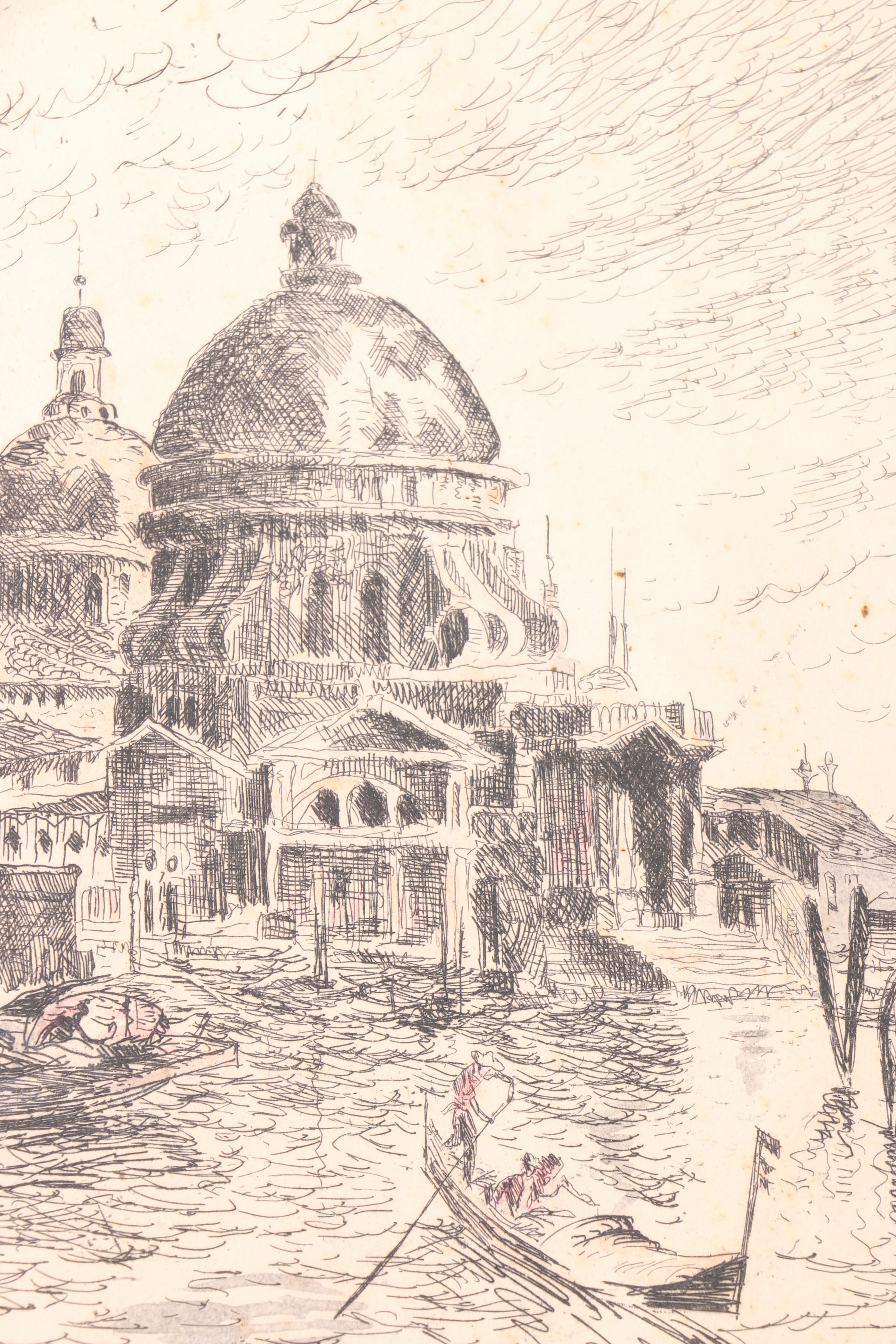 Etching of a Venetian Waterfront