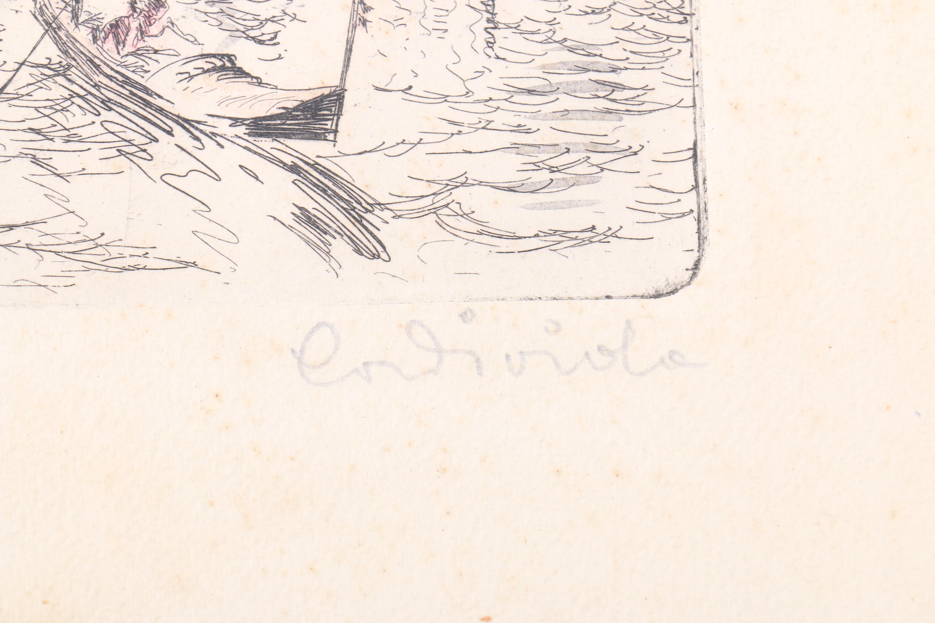 Etching of a Venetian Waterfront