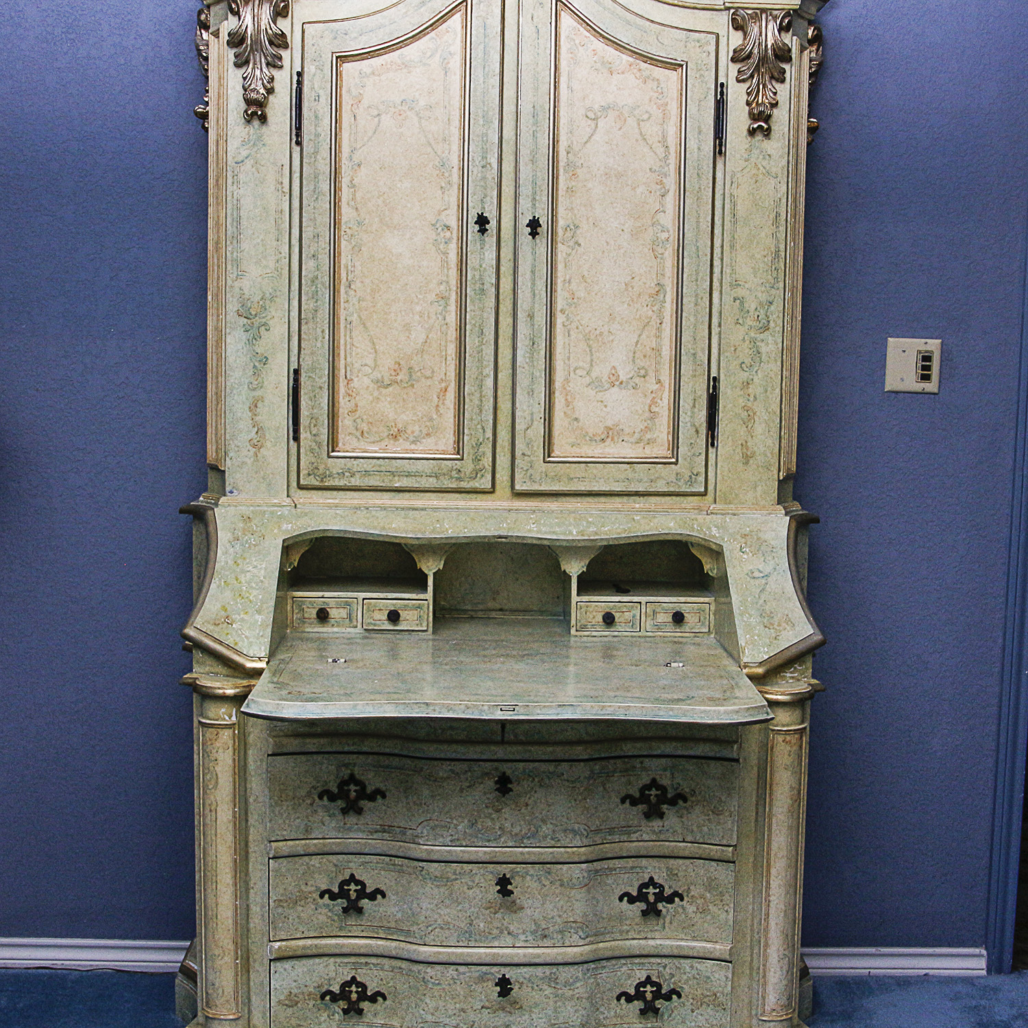 Rococo Style Secretary Bookcase by Maitland-Smith