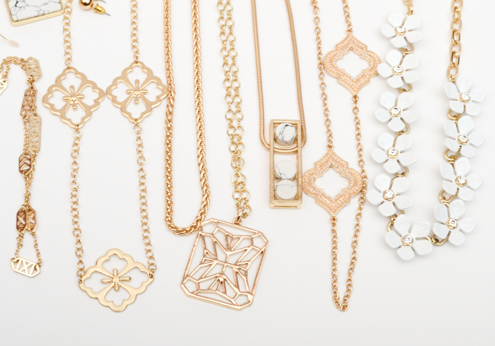 Gold Tone Fashion Necklaces and Earrings