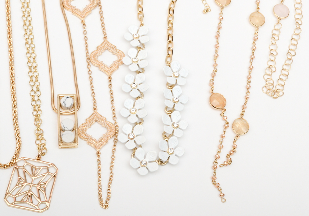 Gold Tone Fashion Necklaces and Earrings