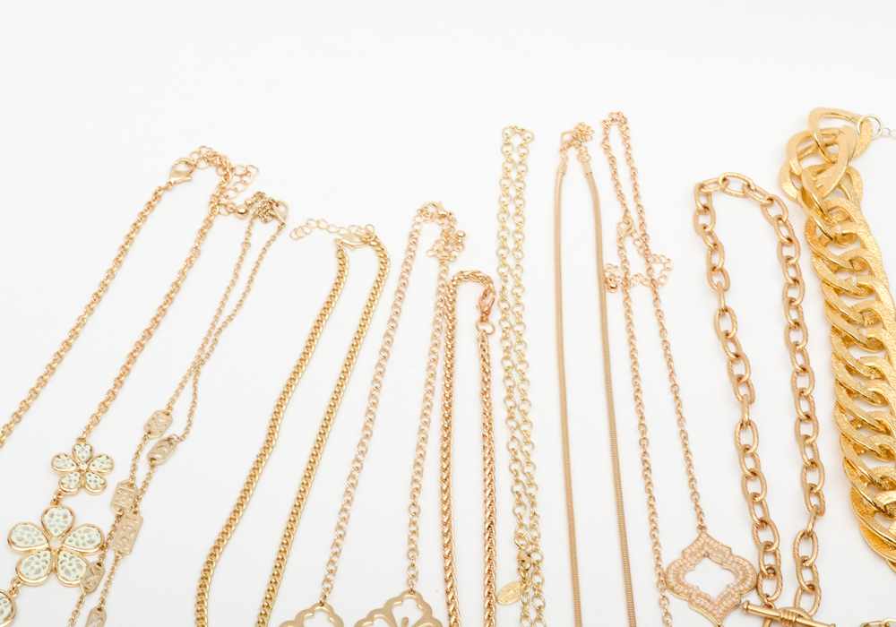 Gold Tone Fashion Necklaces and Earrings