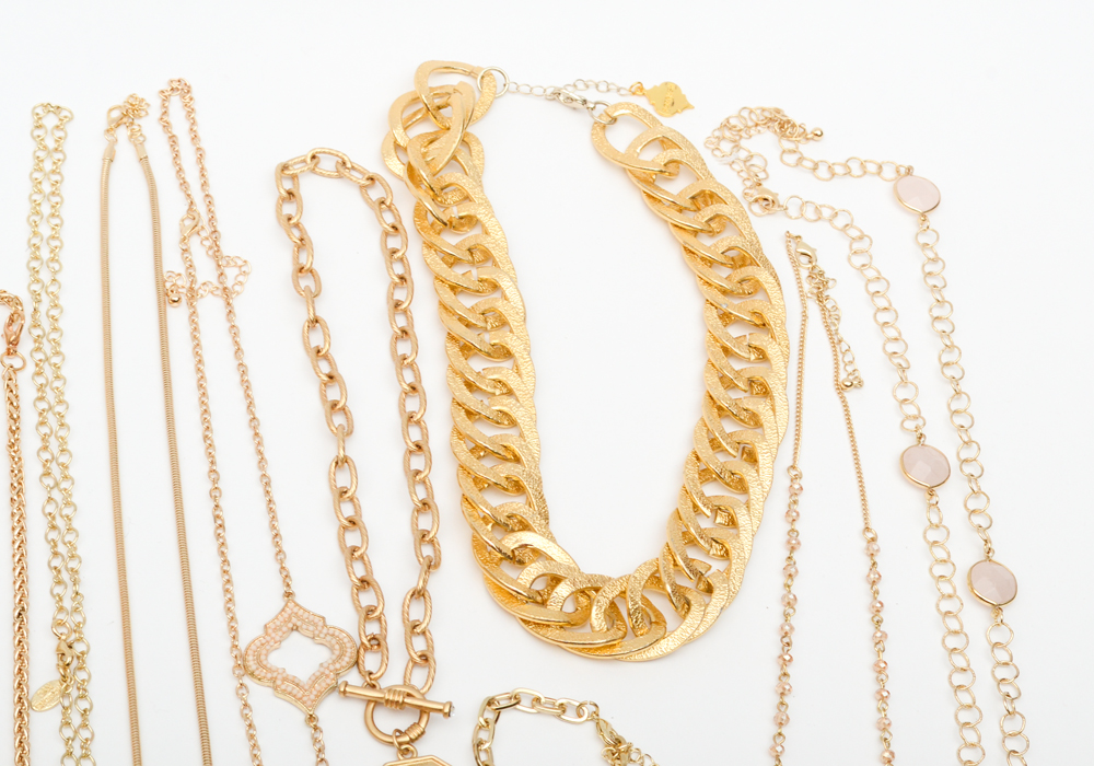 Gold Tone Fashion Necklaces and Earrings