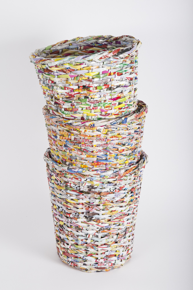 Woven Recycled Materials Waste Baskets