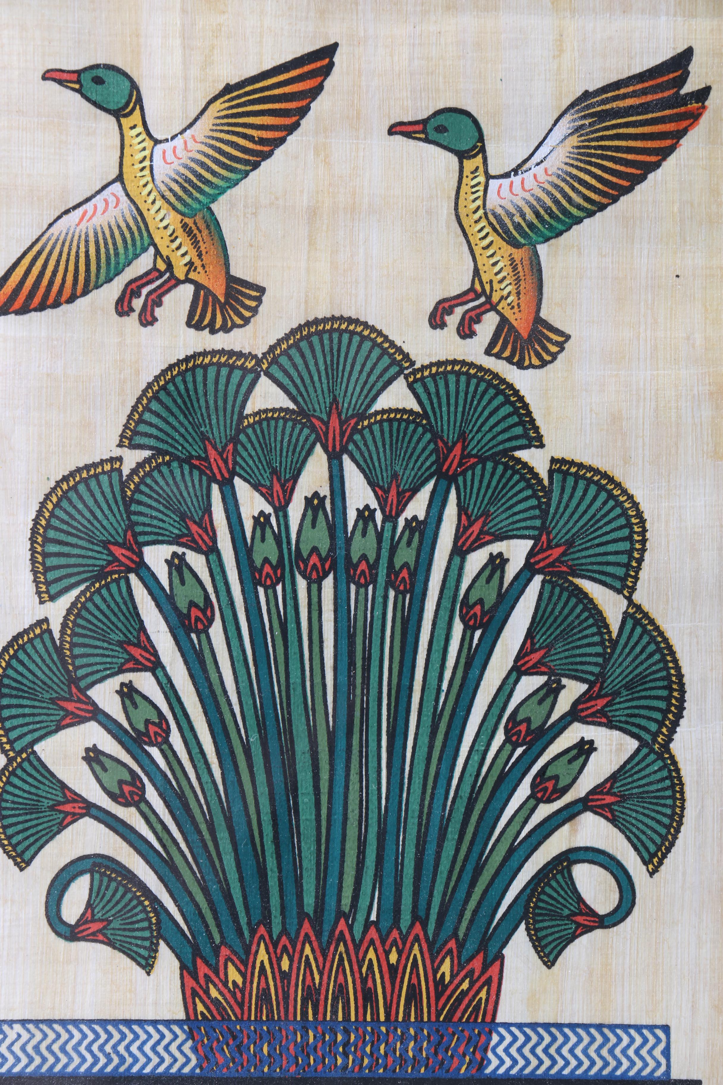 Amoun Gouache Painting on Papyrus of Ducks