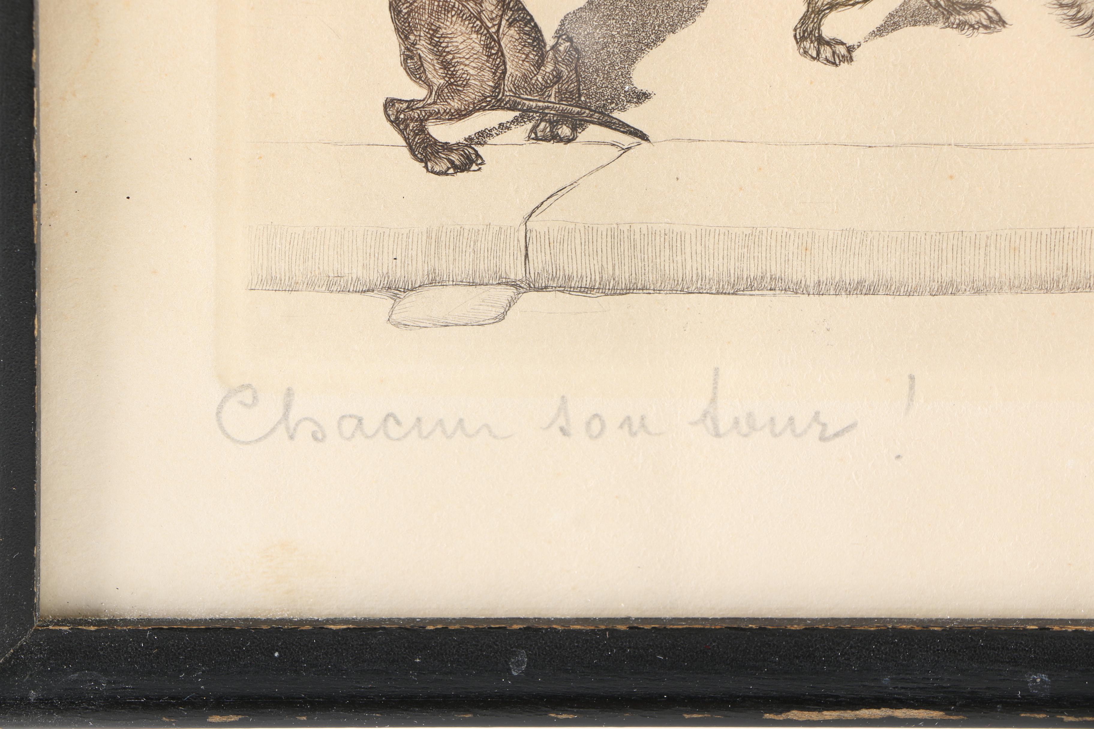 Boris O'Klein Mid Century Hand-Colored Etchings From His "Dirty Dogs of Paris" Series