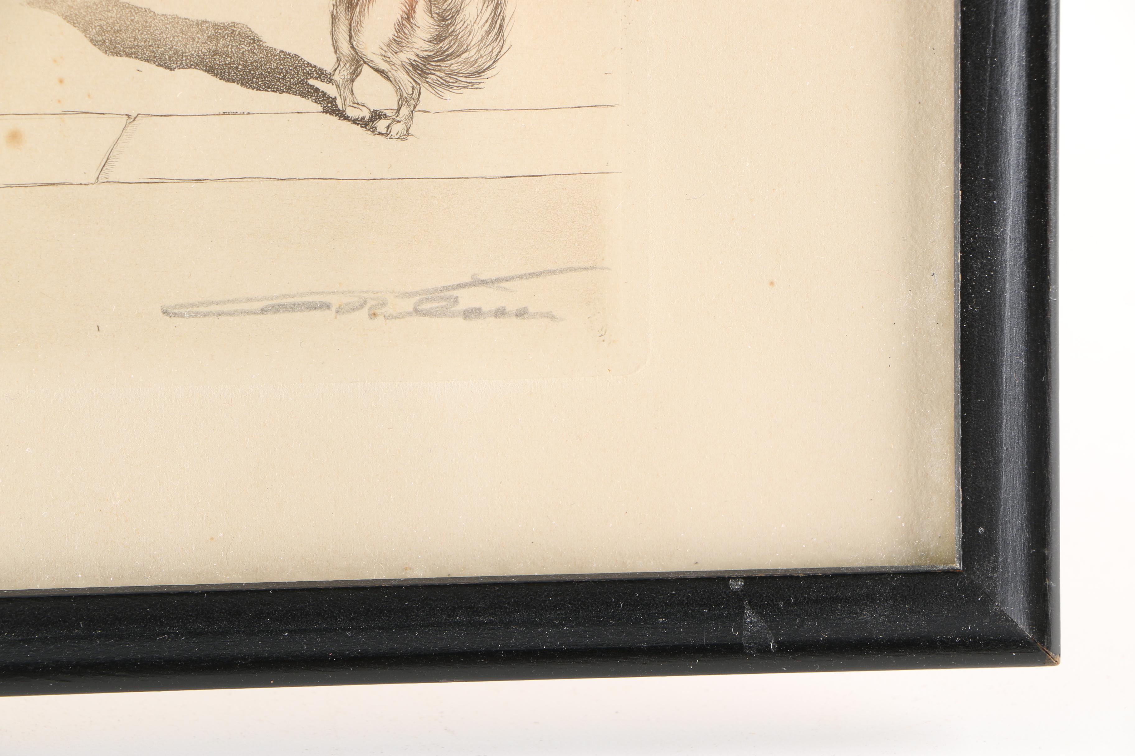 Boris O'Klein Mid Century Hand-Colored Etchings From His "Dirty Dogs of Paris" Series