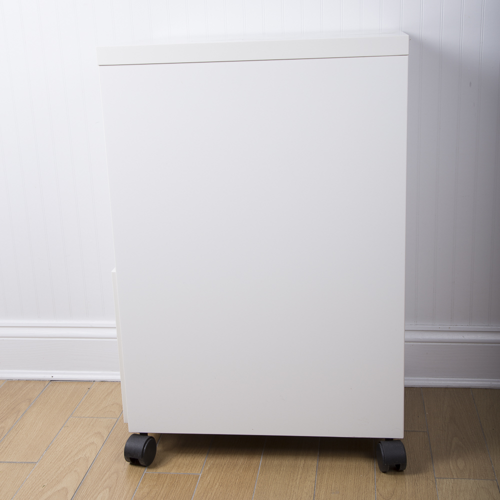 IKEA White Storage Cabinet and Work Table On Casters