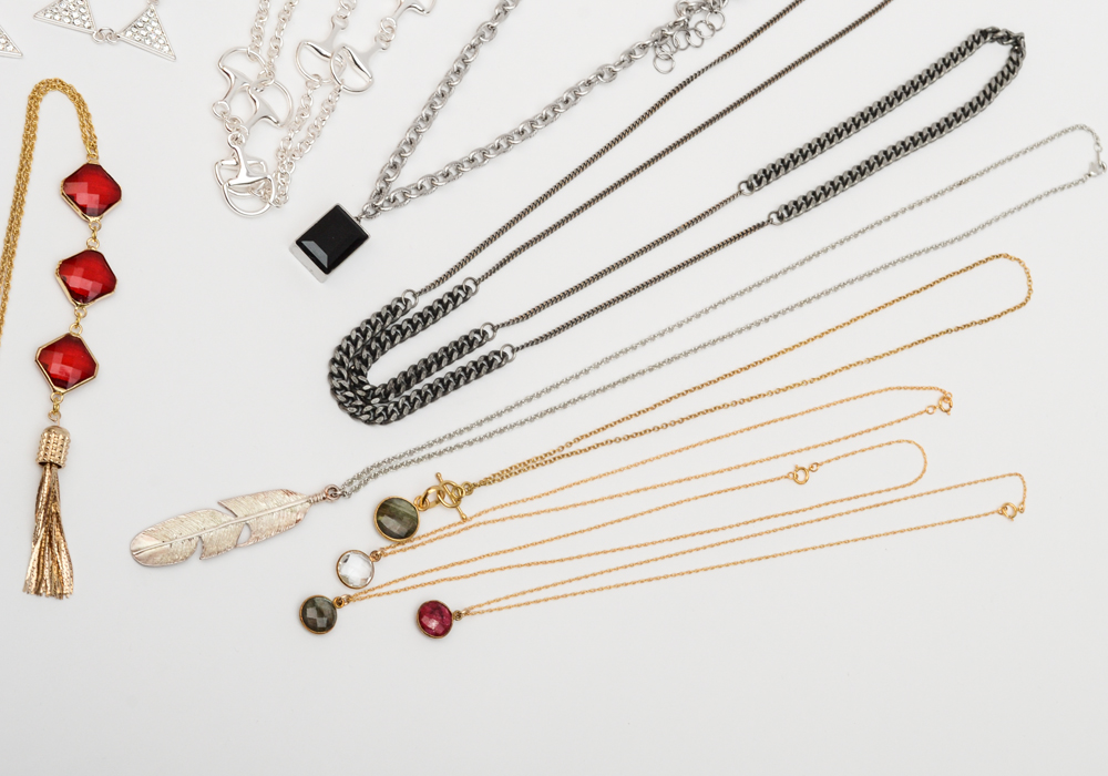 Collection of Gold and Silver Tone Small Chain and Pendant Necklaces