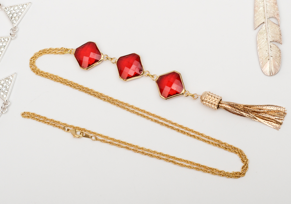 Collection of Gold and Silver Tone Small Chain and Pendant Necklaces