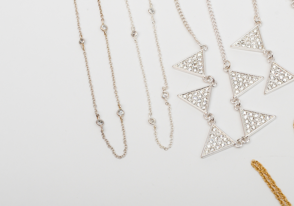 Collection of Gold and Silver Tone Small Chain and Pendant Necklaces