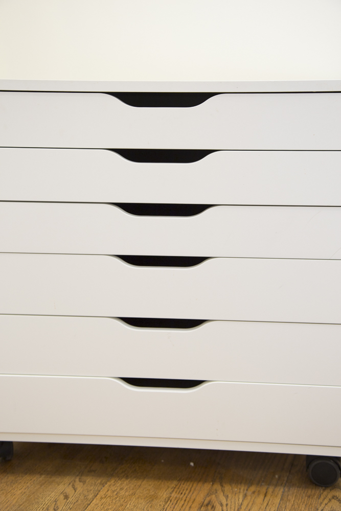 White Six Drawer Rolling Cart