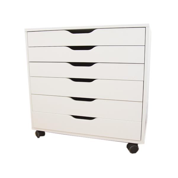 White Six Drawer Rolling Cart