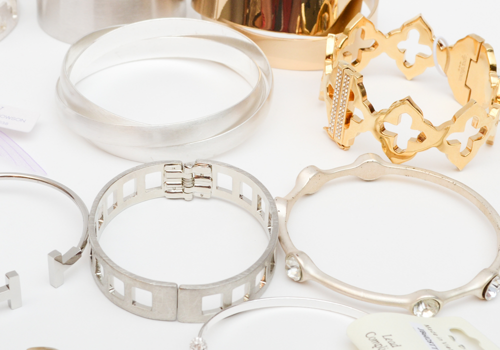 Collection of Gold and Silver Tone Fashion Bracelets