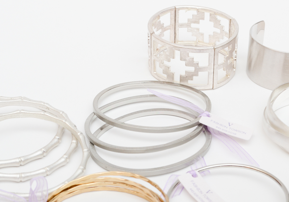 Collection of Gold and Silver Tone Fashion Bracelets