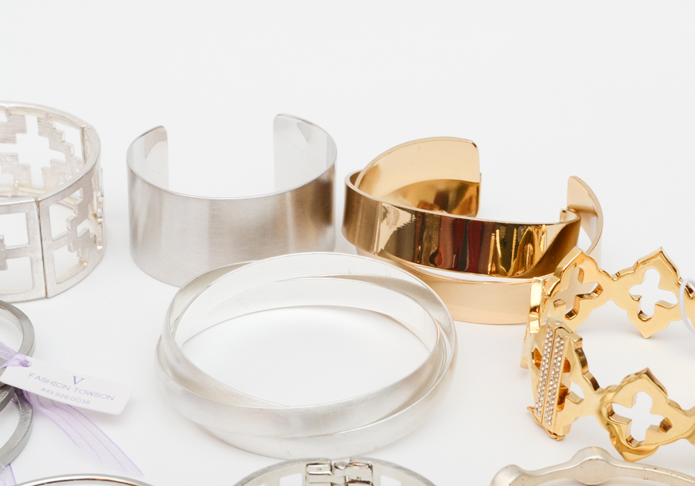 Collection of Gold and Silver Tone Fashion Bracelets