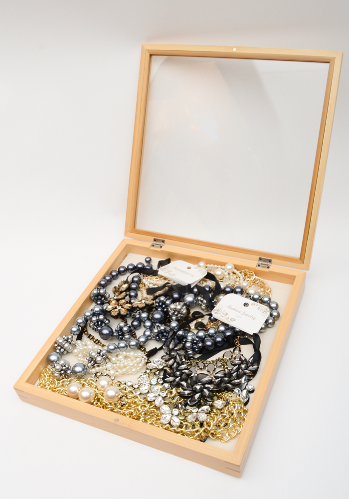 Large Pearl and Rhinestone Fashion Necklaces