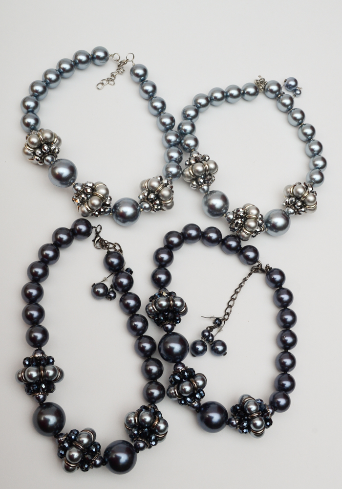 Large Pearl and Rhinestone Fashion Necklaces