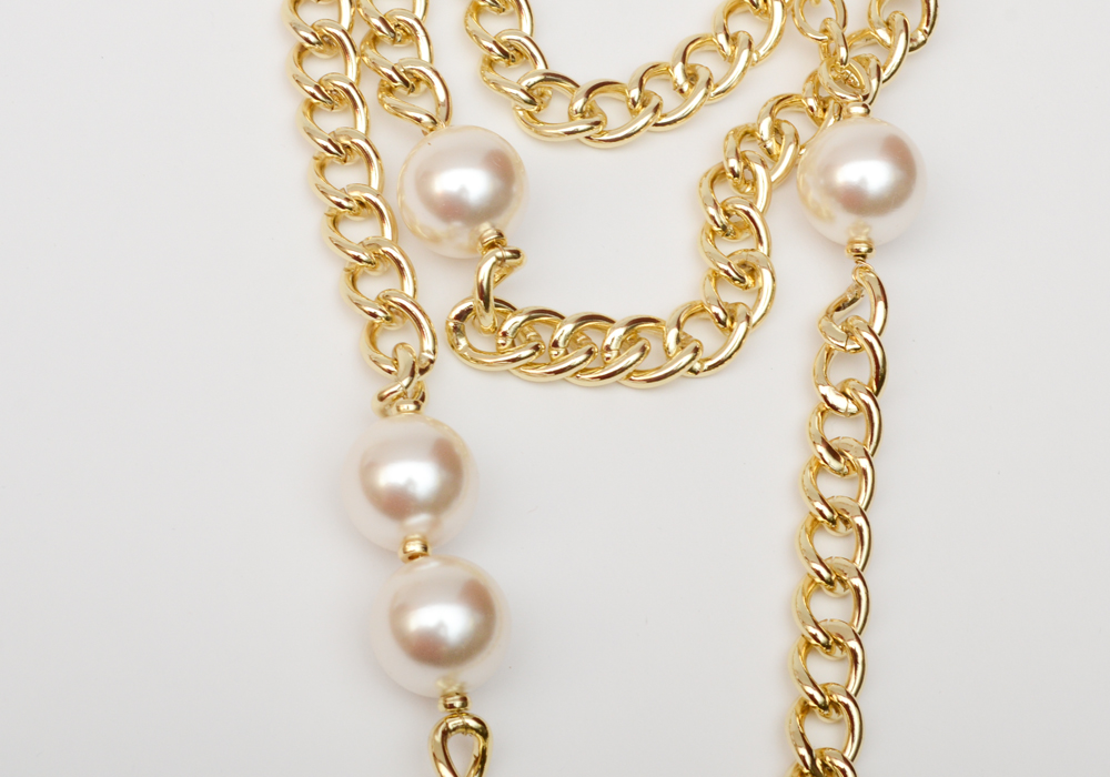 Large Pearl and Rhinestone Fashion Necklaces