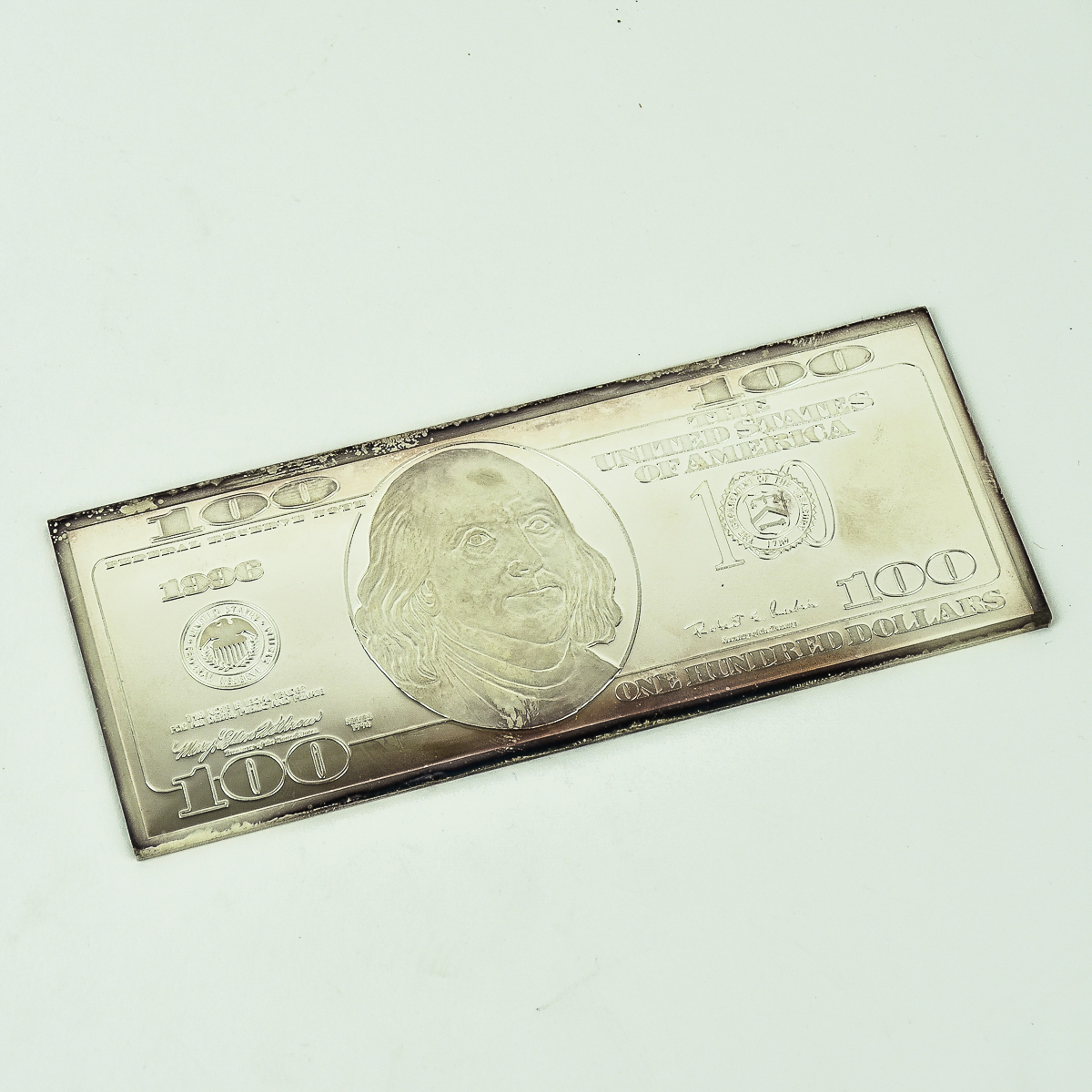 Silver Plated 100 Dollar Bill