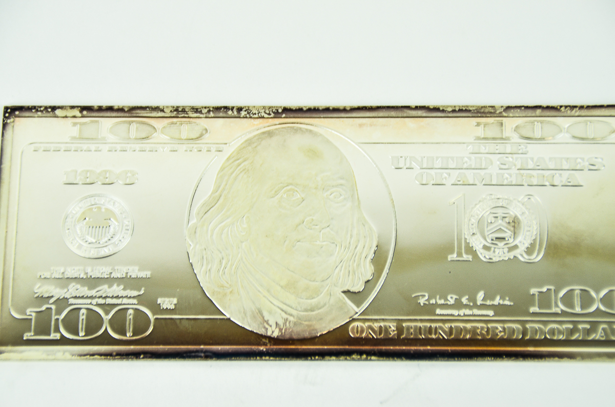 Silver Plated 100 Dollar Bill