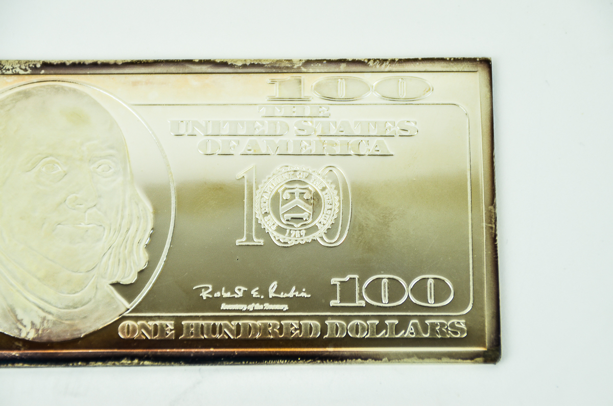 Silver Plated 100 Dollar Bill