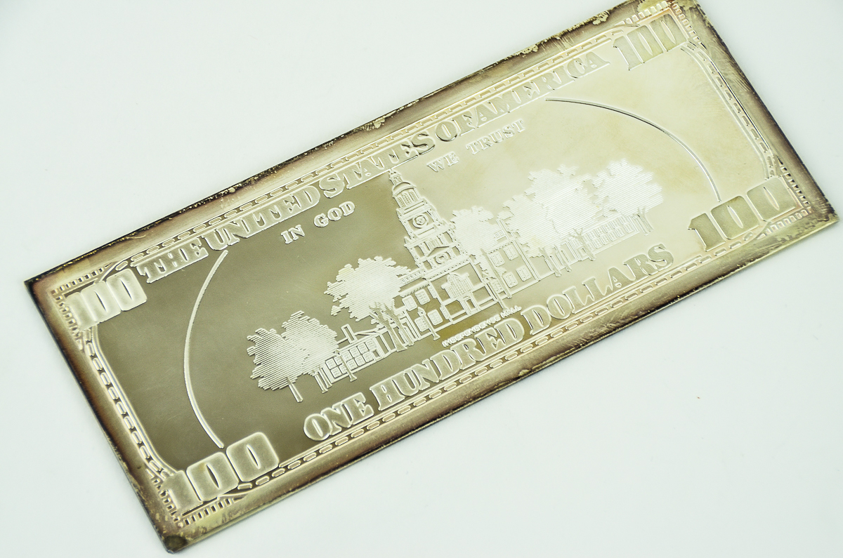 Silver Plated 100 Dollar Bill
