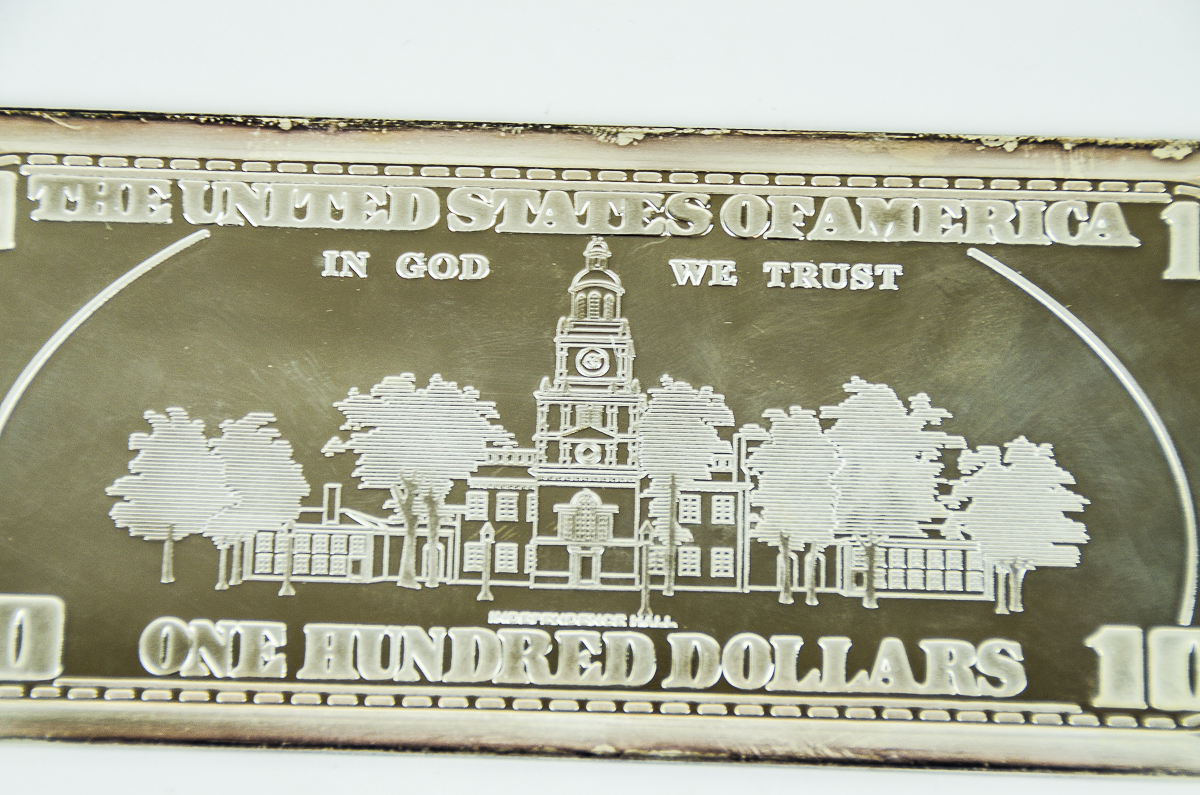 Silver Plated 100 Dollar Bill