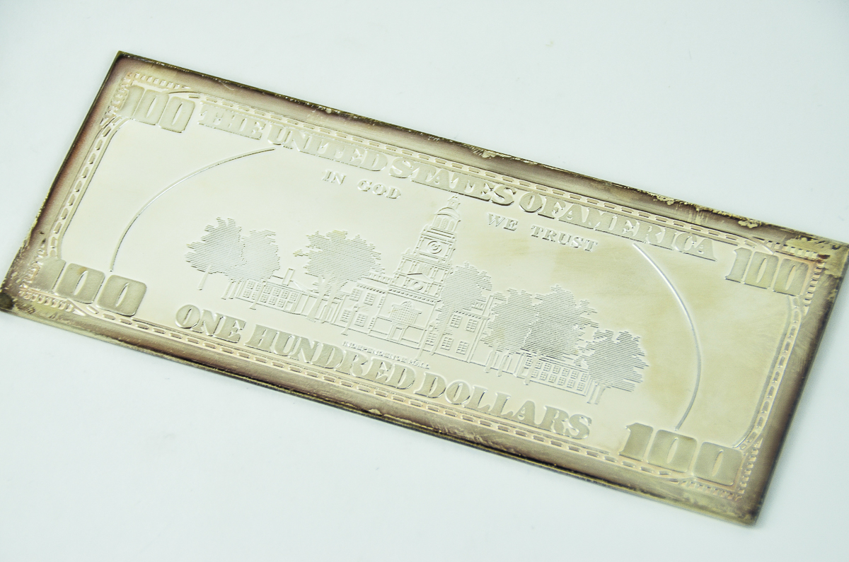 Silver Plated 100 Dollar Bill