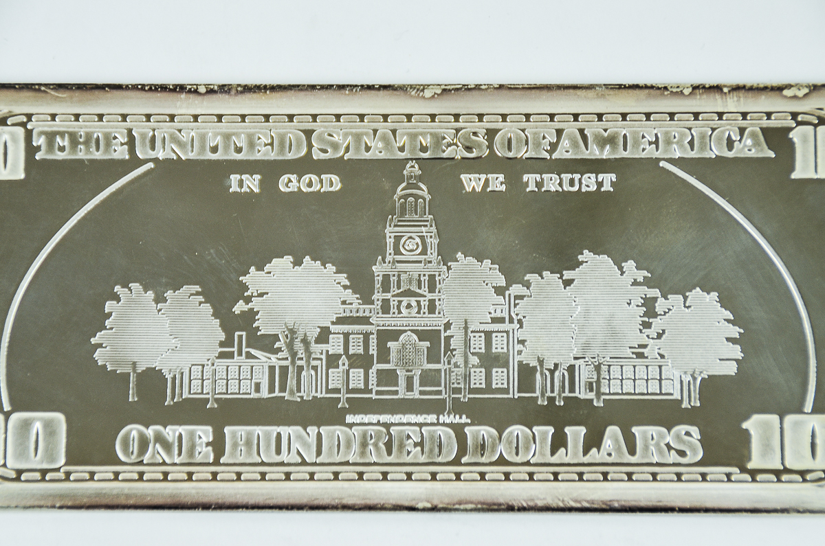 Silver Plated 100 Dollar Bill