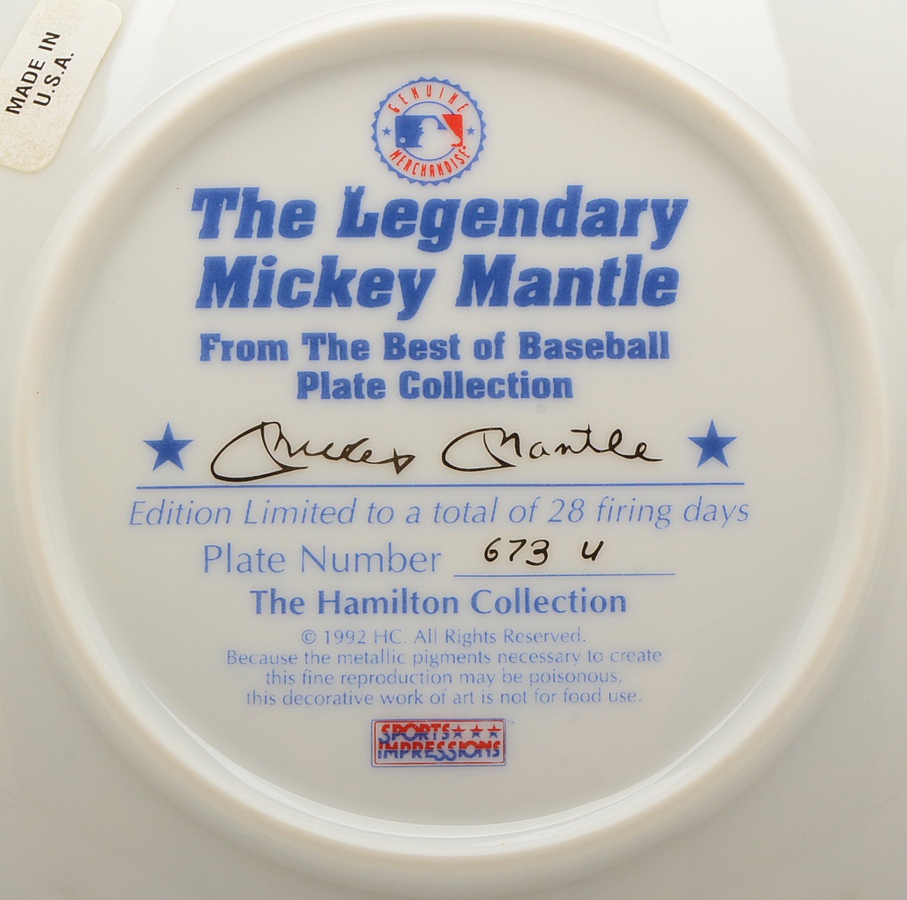 1993 Hamilton Collection Babe Ruth and Mickey Mantle Plates