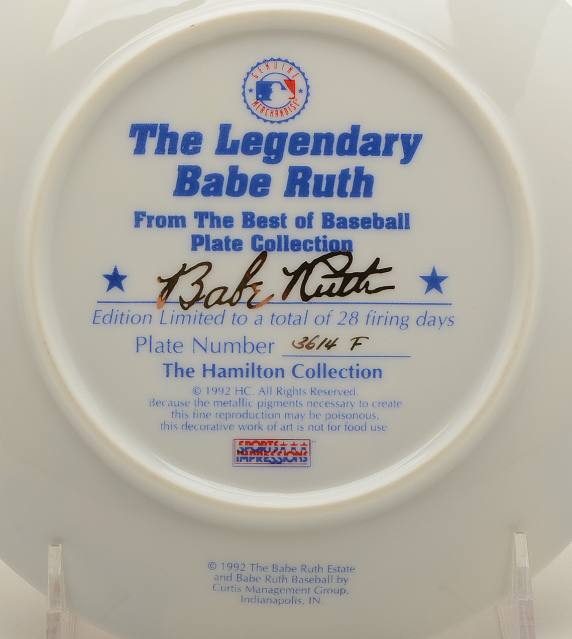 1993 Hamilton Collection Babe Ruth and Mickey Mantle Plates