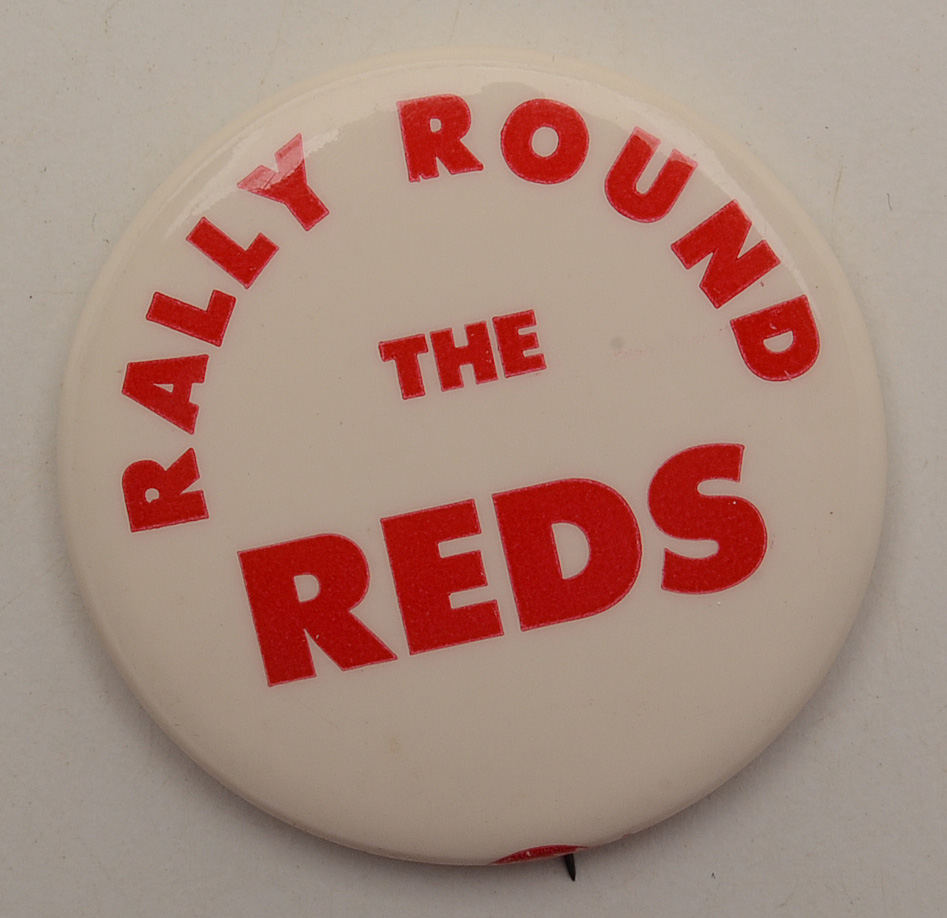 Circa 1960 Cincinnati Reds Pin and Mr. Redlegs Decals