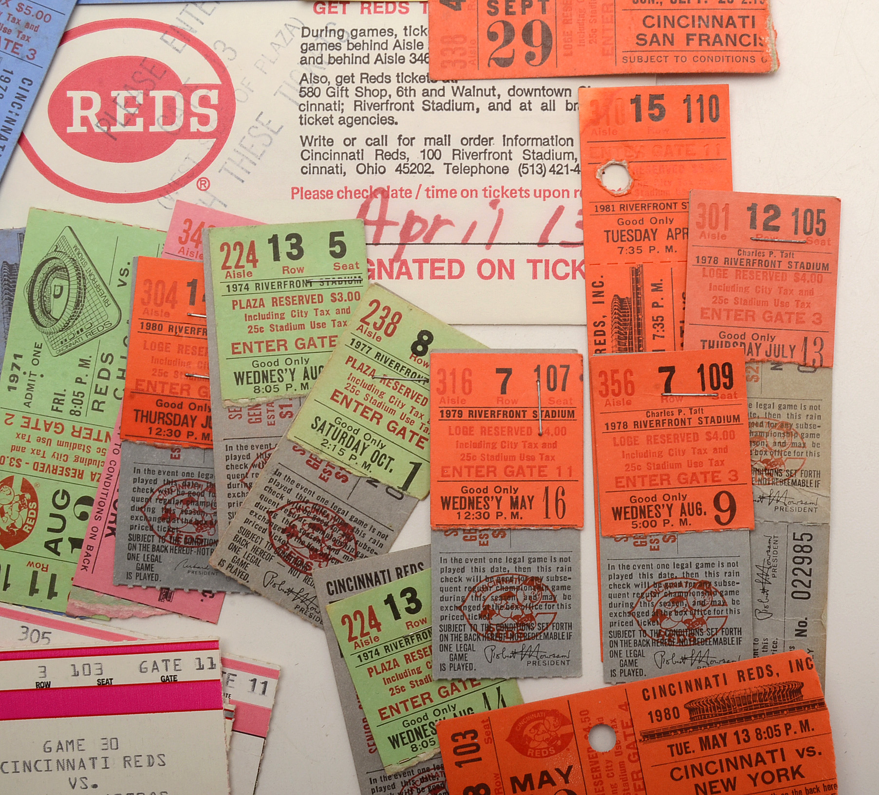 Cincinnati Reds Ticket Stubs