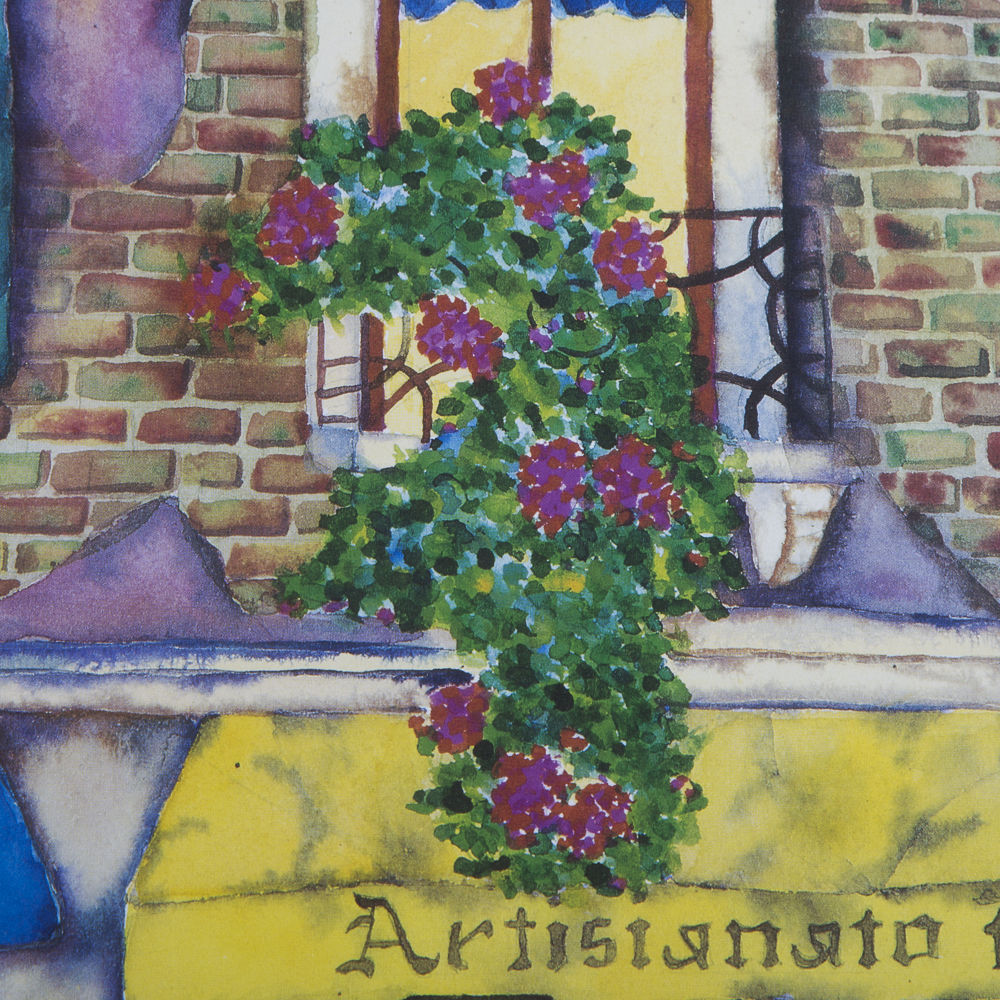 Victoria Salvano Signed Offset Lithograph Depicting Canal-Side Cafe