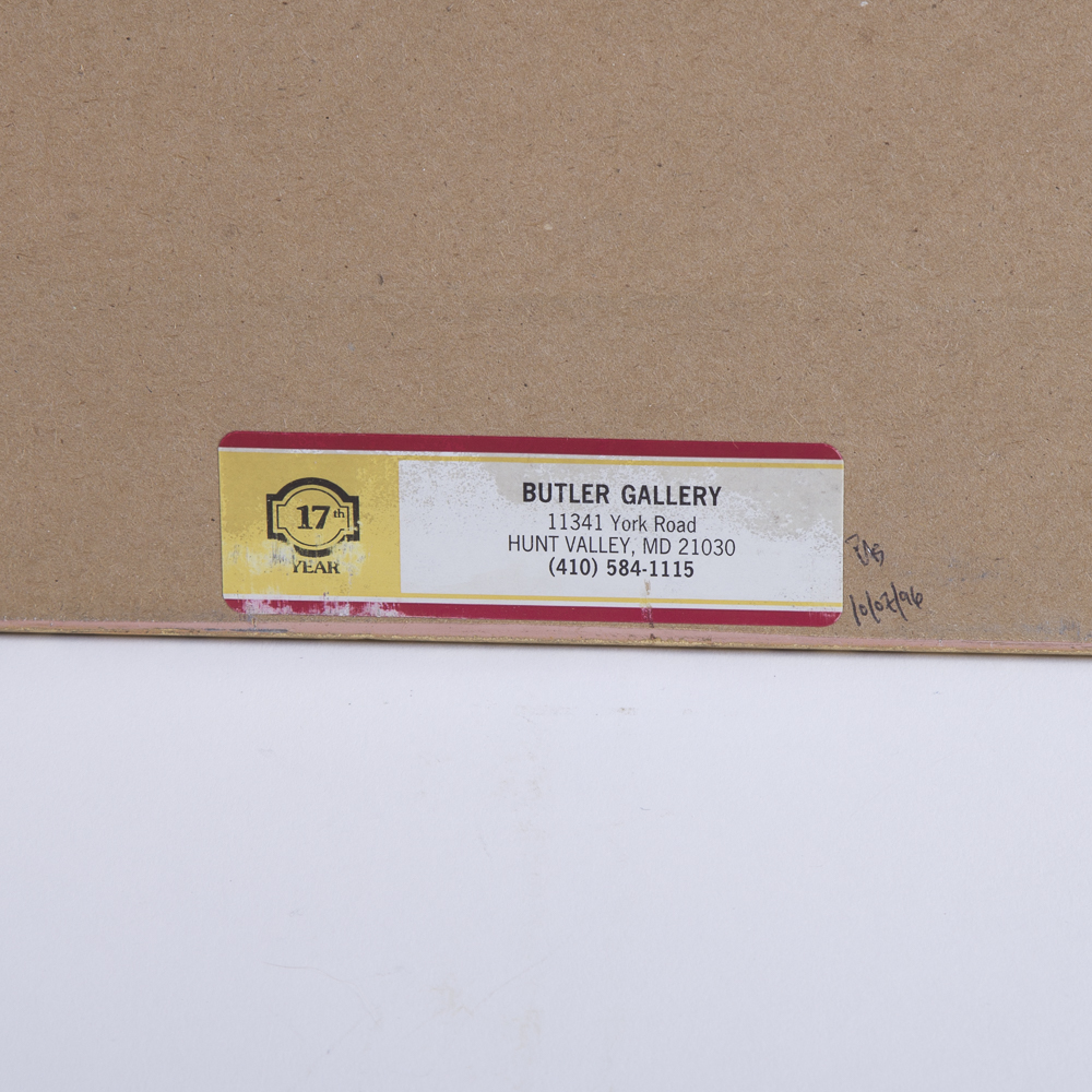 Victoria Salvano Signed Offset Lithograph Depicting Canal-Side Cafe