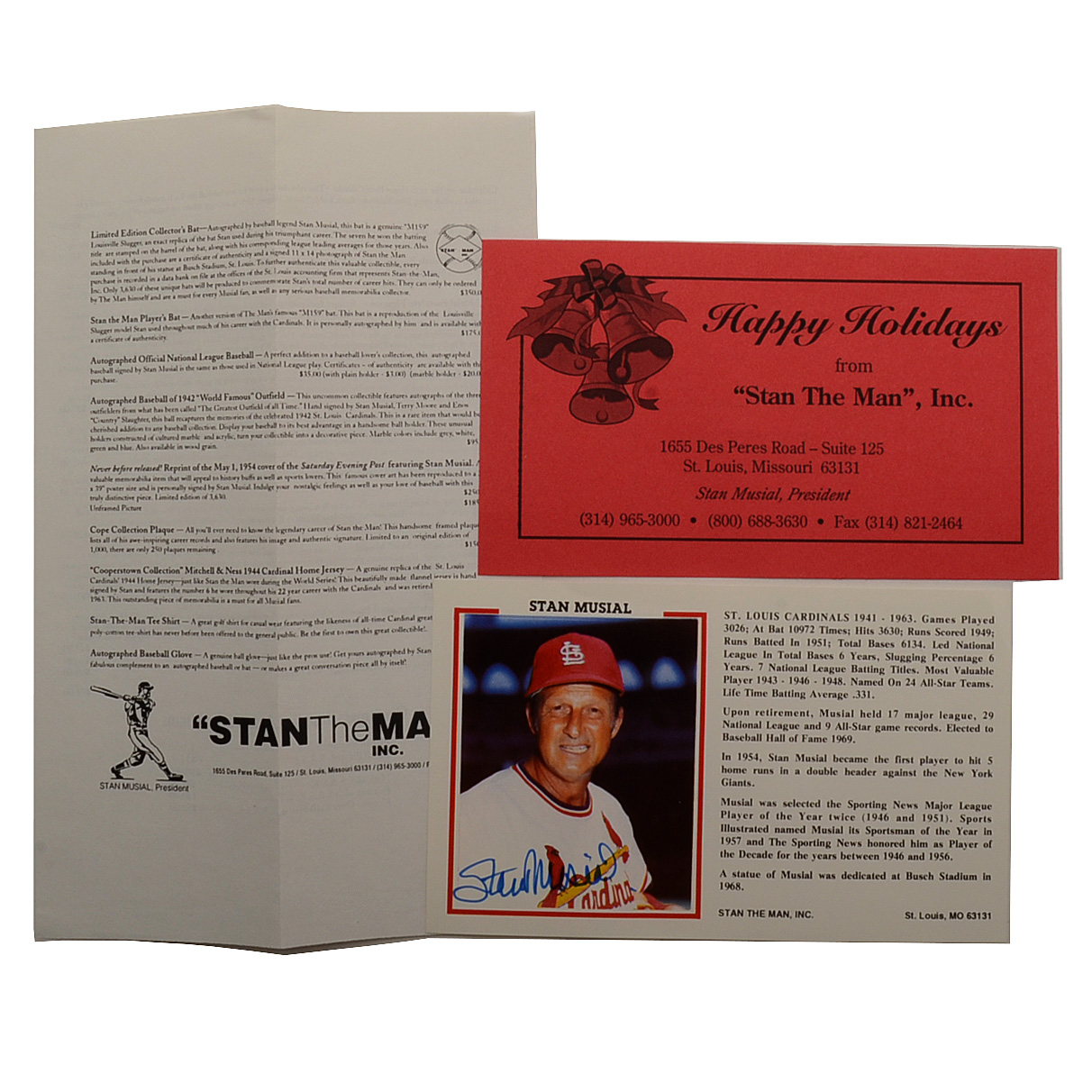 Stan Musial Signed Card With "Stan The Man" COA
